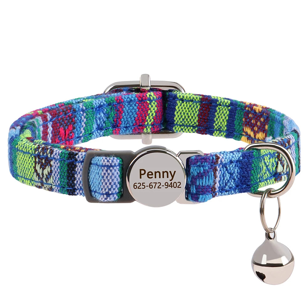 lagoon weave personalized breakaway cat collar the charm with bell