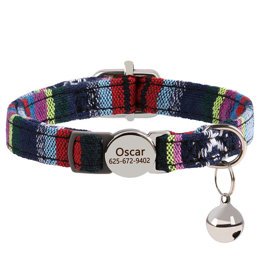 midnight weave personalized breakaway cat collar the charm engraved tag