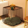 Load image into Gallery viewer, Gilded Lounge cube cat bed side table in gold — wireframe luxury cat furniture for modern homes
