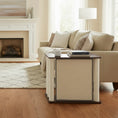 Load image into Gallery viewer, sofa-side cat scratch table dark walnut garrison living room lifestyle

