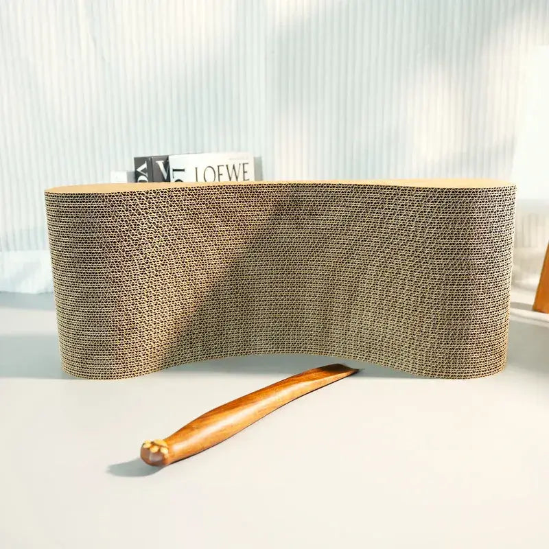 Sweeping contour design of MeowShelf Aalto premium cat scratcher lounger.