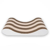 Stylish wood-grain side panels on MeowShelf Aalto minimalist cat lounger.