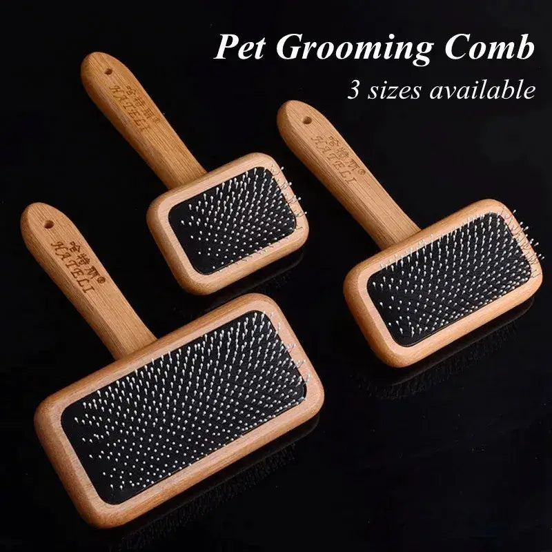 Solid sustainable bamboo handle of MeowShelf Kanso premium cat grooming tool.