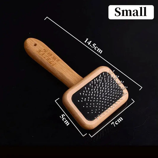 Gentle bristles removing loose undercoat on MeowShelf Kanso cat brush.