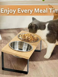 Load image into Gallery viewer, Heavy-duty metal base of MeowShelf Kanto aesthetic tilted cat feeding station.
