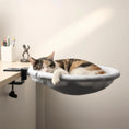 Load image into Gallery viewer, MeowShelf Kumo clamp-on cat desk bed with ultra-soft faux rabbit fur.
