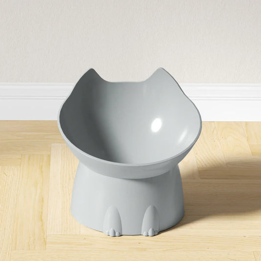 Lifestyle kitchen view featuring MeowShelf Neko modern elevated cat bowl.