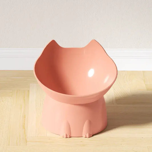 Paw-print base detail on modern minimalist MeowShelf Neko elevated feeder.