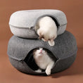 Load image into Gallery viewer, Deep-sleep ergonomic sunken center bed on MeowShelf Pebble cat cave.
