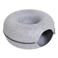Load image into Gallery viewer, Two cats sharing the split MeowShelf Pebble interactive donut cat bed.
