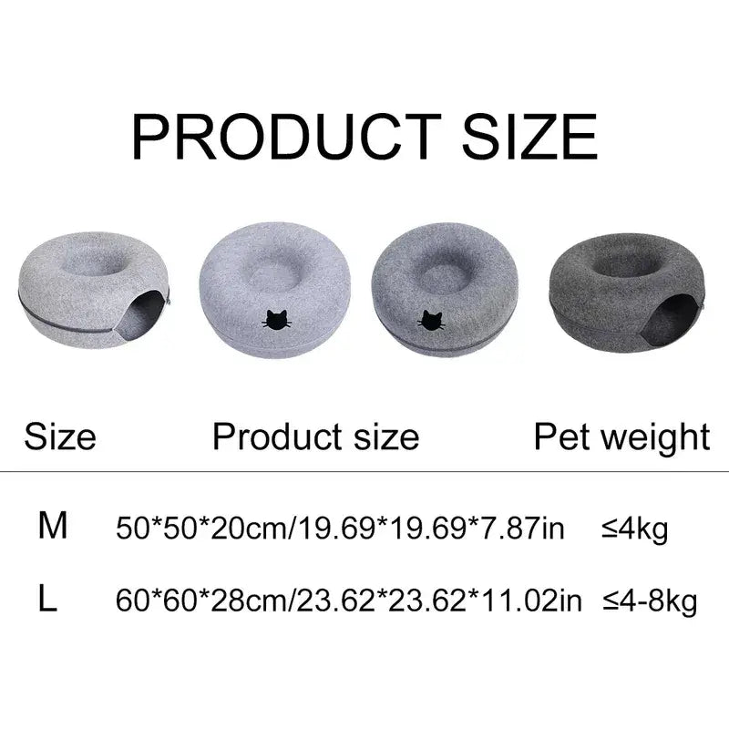 Clever zip-apart design of MeowShelf Pebble felt cat cave for easy cleaning.