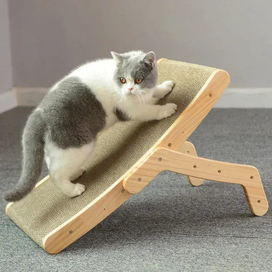 Completely flat bed mode for naps on MeowShelf Trio minimalist scratcher.