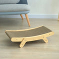 Load image into Gallery viewer, Solid natural wood frame detail of premium MeowShelf Trio cat scratcher.
