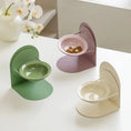 Load image into Gallery viewer, MeowShelf Aura elevated magnetic ceramic cat bowl with Japandi wood stand.
