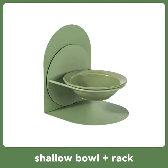 Seamless angle adjustment demonstration on MeowShelf Aura cat bowl stand.