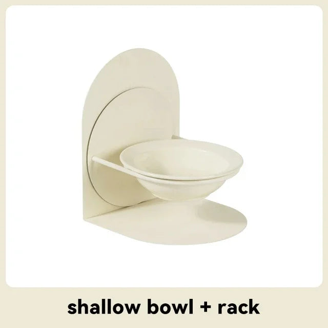 Packaging and components of MeowShelf Aura elevated magnetic feeding set.