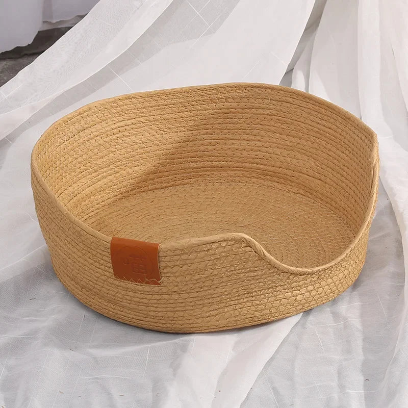 Close-up of lightweight breathable weave on MeowShelf Breeze Nest basket.
