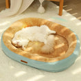 Load image into Gallery viewer, Side angle of modern minimalist MeowShelf Cloud Oasis calming cat bed.
