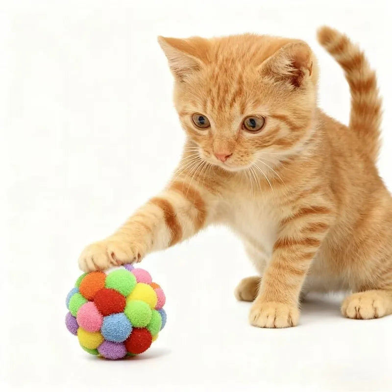 Cat playing with aesthetic MeowShelf Kinetic Trio self-entertaining toys.