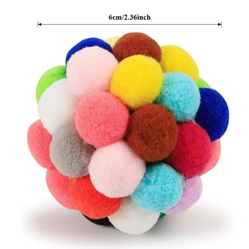 Close-up detail of premium materials on MeowShelf Kinetic Trio cat balls.