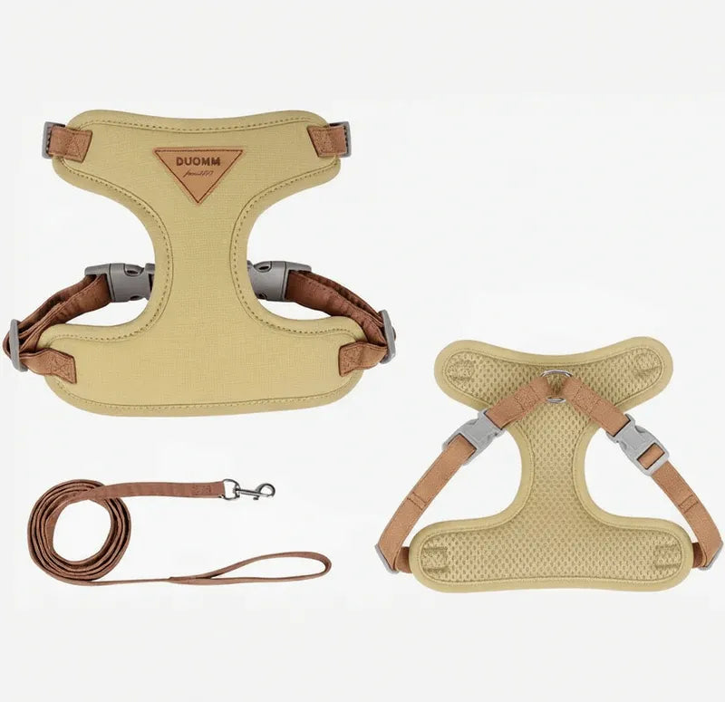 The Lumina premium escape-proof cat harness and leash set in beige, featuring a comfortable V-neck design.