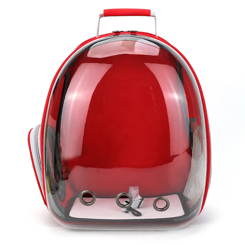 Breathable back panel mesh on MeowShelf Panorama ergonomic cat backpack.