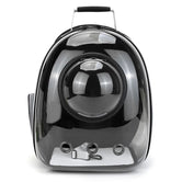 Top handle detail of premium MeowShelf Panorama transparent cat backpack.