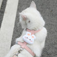Load image into Gallery viewer, Dimensions and size chart for MeowShelf Petal Stroll escape-proof harness.
