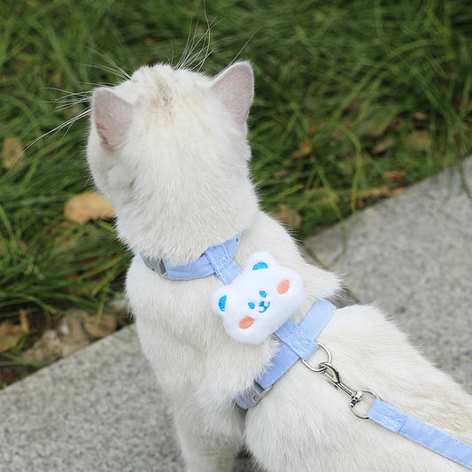 Matching durable leash included with MeowShelf Petal Stroll harness set.