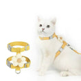 Load image into Gallery viewer, Cat relaxing in backyard wearing comfortable MeowShelf Petal Stroll harness.
