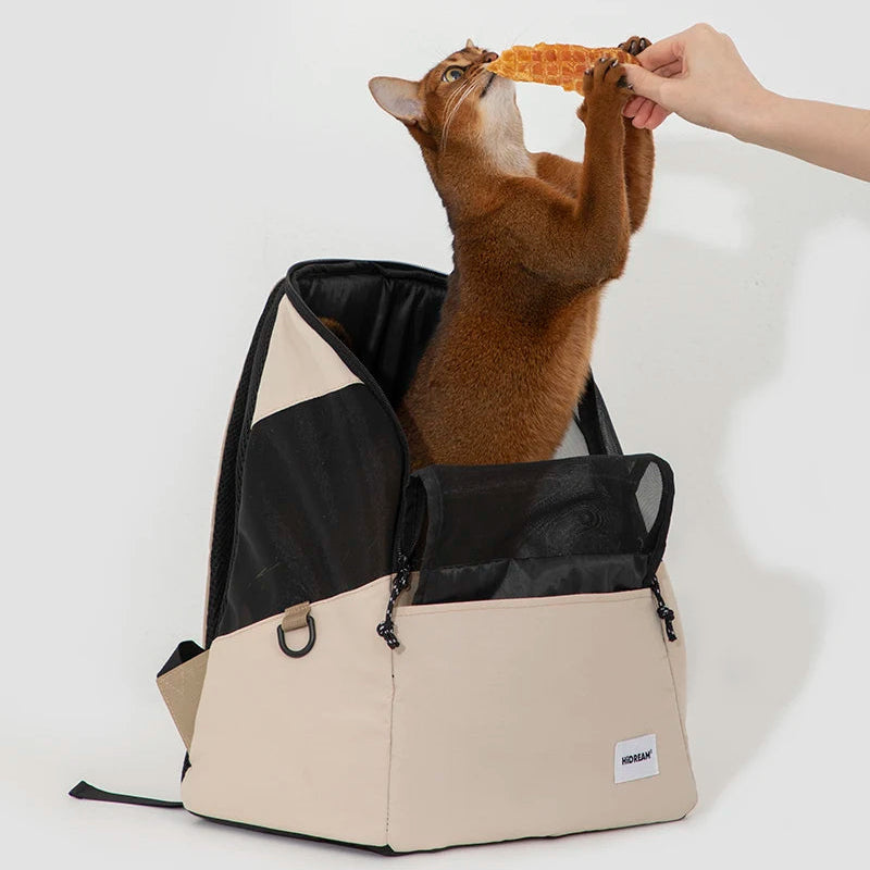 Close-up of durable nylon fabric on MeowShelf Roamer premium cat backpack.