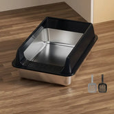 Dimensions of MeowShelf Sora heavy-duty stainless steel cat litter box.