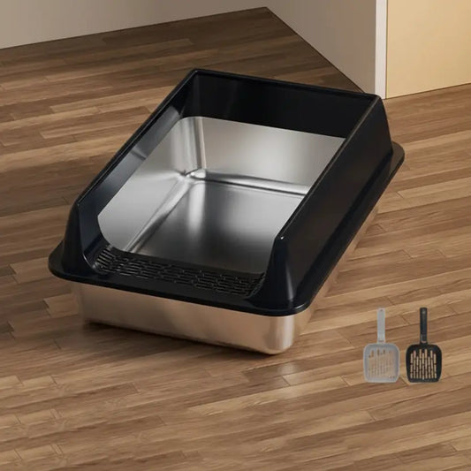 Dimensions of MeowShelf Sora heavy-duty stainless steel cat litter box.