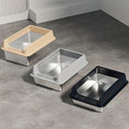 Load image into Gallery viewer, Non-stick odor-resistant surface of MeowShelf Sora premium metal litter pan.
