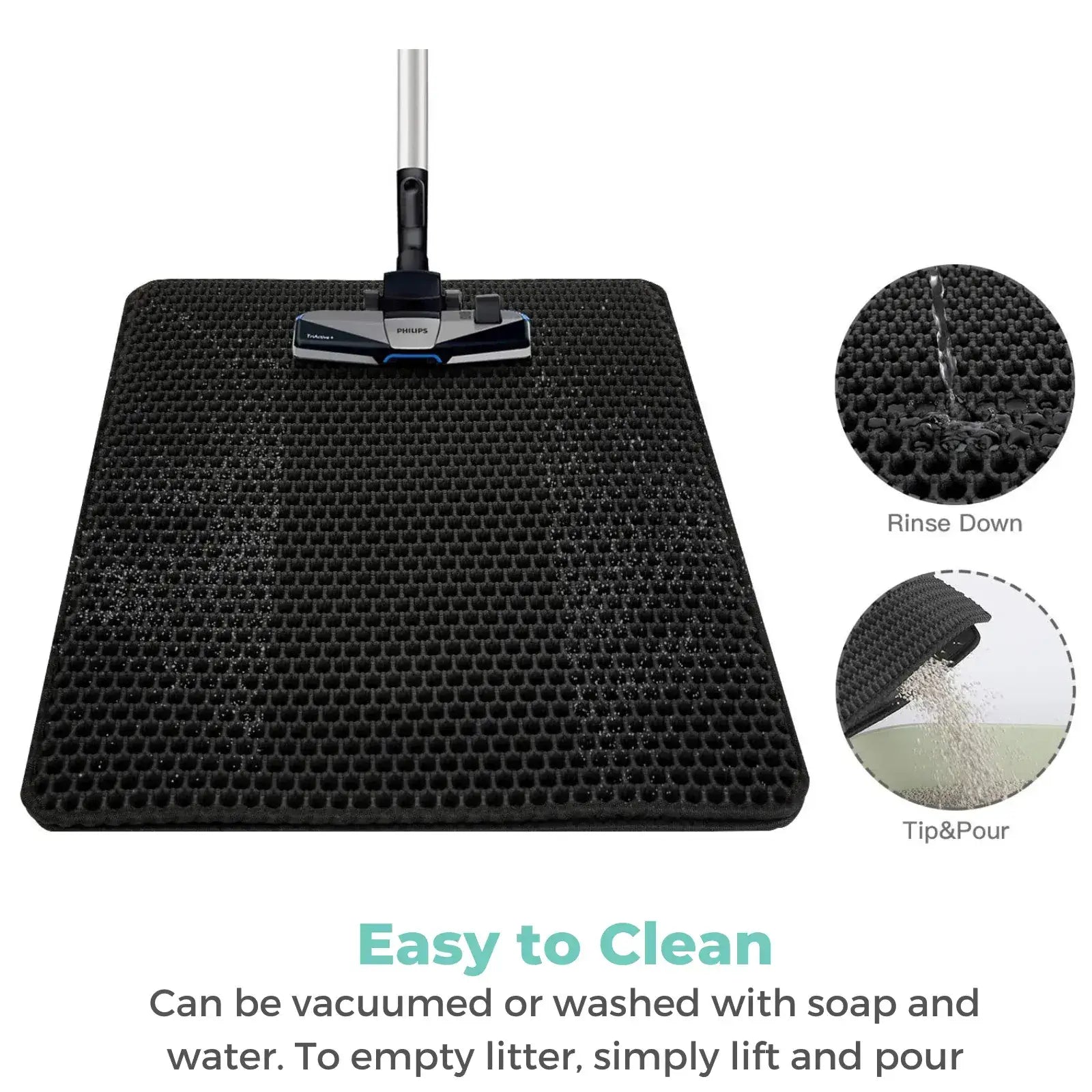 Top-down view of minimalist MeowShelf Tidy Step litter trapper mat.