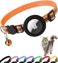 Load image into Gallery viewer, Dual reflective strips for night visibility on MeowShelf Vesper AirTag collar.
