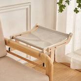 ZenView no-drill cat window perch at bedside — clamp-on elevated cat bed, Japandi modern design