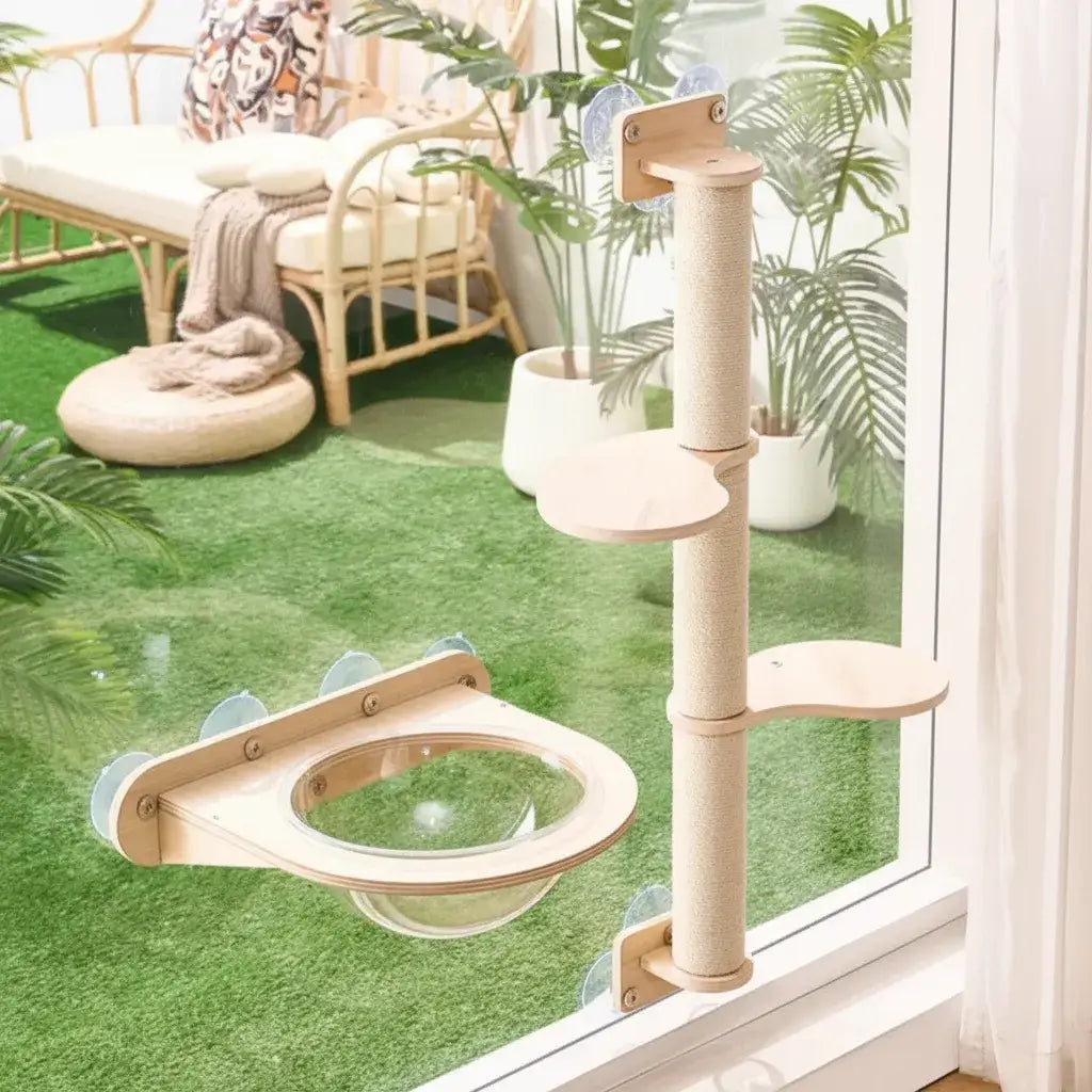 Vista Floating Park no-drill acrylic cat window lounge — minimalist cat furniture USA