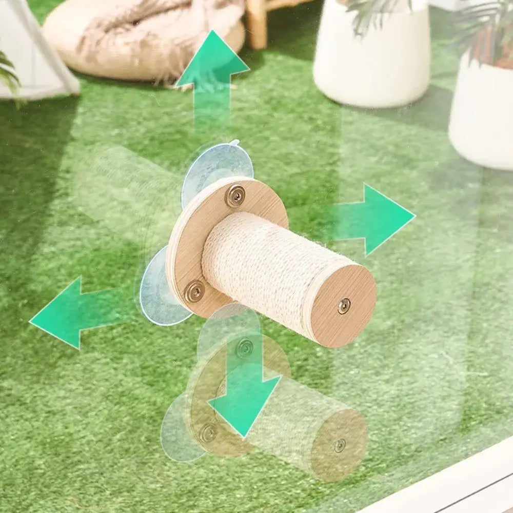 Vista Floating Park no-drill cat perch accessories and sisal scratcher detail