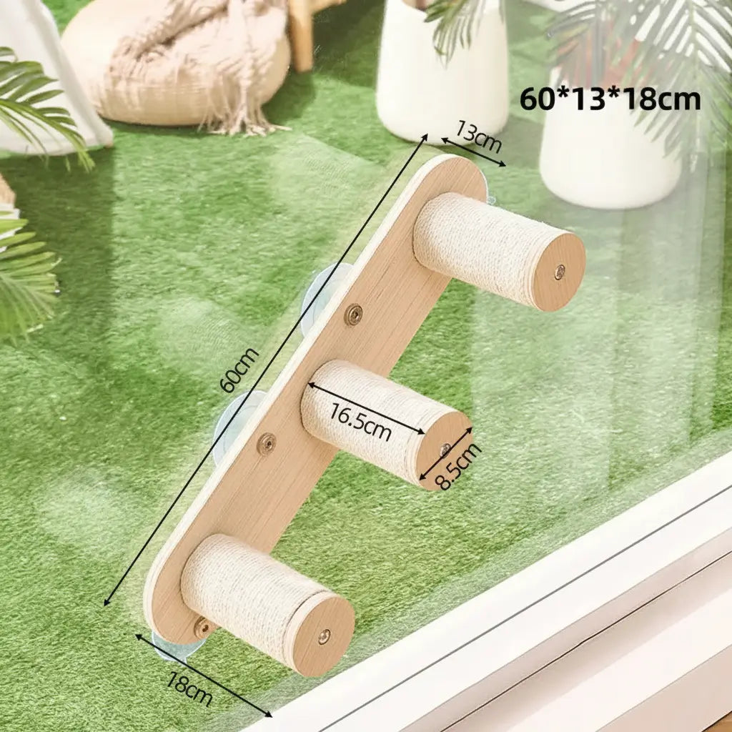 Top view of Vista Floating Park cat window perch — acrylic and wood floating lounge