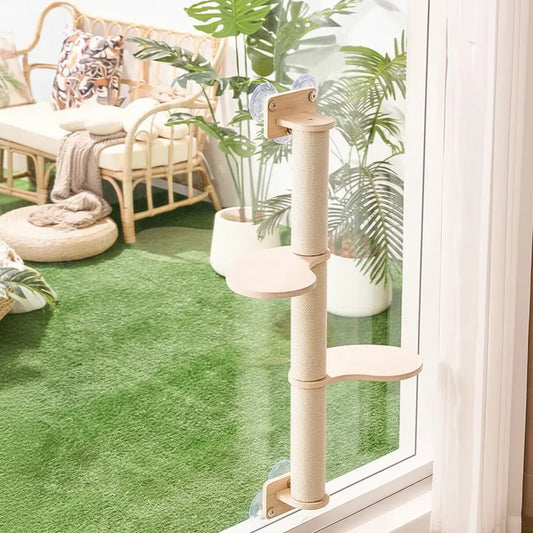 Full Vista Floating Park cat lounge set — window-mounted no-drill cat perch