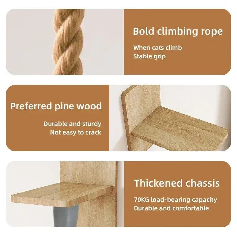 JUTE Climbing Rope in natural jute, close-up text display of the durable cat climbing rope for cat wall furniture.