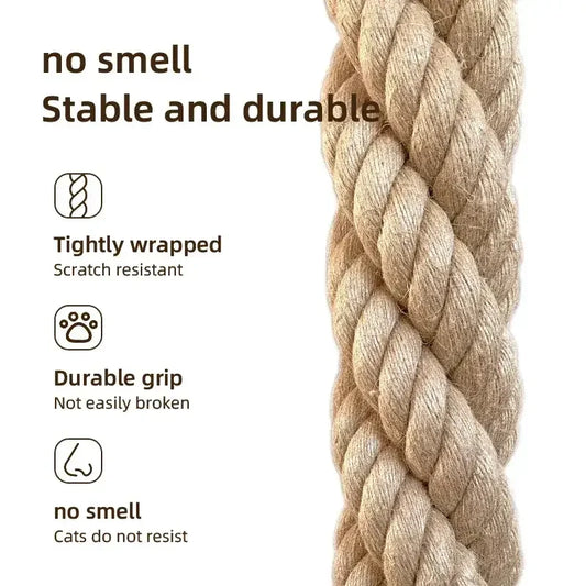 JUTE Climbing Rope in natural jute, product shot detail of the luxury cat rope texture, durable and eco-friendly.