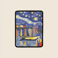 Load image into Gallery viewer, The Gallery cat wall scratcher in Rhone Nocturne, starry night river and boat scene sisal board
