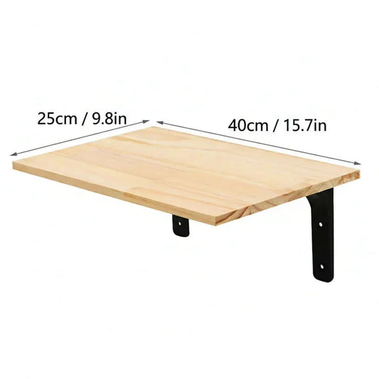 Skywalk Essential Bracket Shelf, minimalist wooden cat wall shelf with black metal brackets, 40 x 25 cm