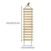 Skywalk Slatted Climbing Ladder, wooden wall-mounted cat ladder with jute rope suspension, 100 cm / 39.37 in long