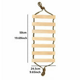 Skywalk Slatted Climbing Ladder, wooden wall-mounted cat ladder with jute rope suspension, 50 cm / 19.69 in long