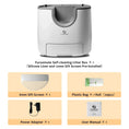 Load image into Gallery viewer, FurooMate Open-Top Smart Litter Box in white, product shot component layout view of accessories included, for a clean cat setup.
