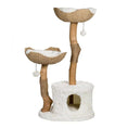 Load image into Gallery viewer, Blossom Villa Woven Flower Cat Tree with white condo and woven basket, product shot front view of cozy condo, a cute cat tree.
