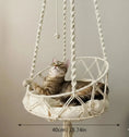 Load image into Gallery viewer, Boho Swing macrame cat hammock braided supports — sturdy hanging cat hammock with plush cushion
